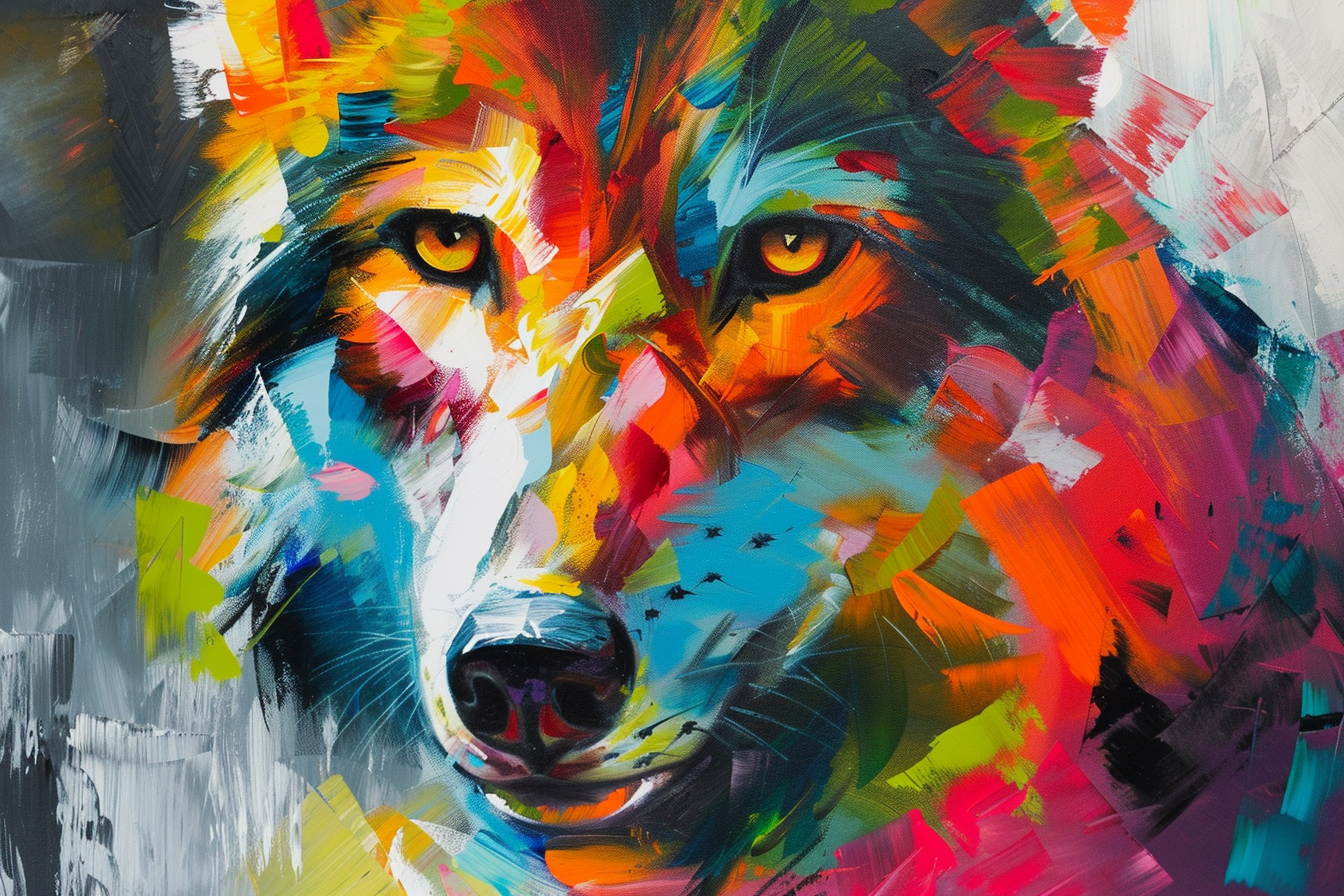 Tableau Loup Coloré