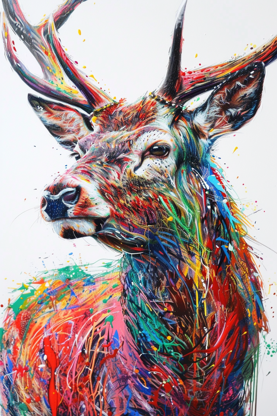 Tableau Cerf Coloré