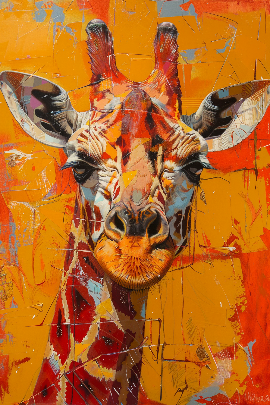 Peinture Girafe Orange