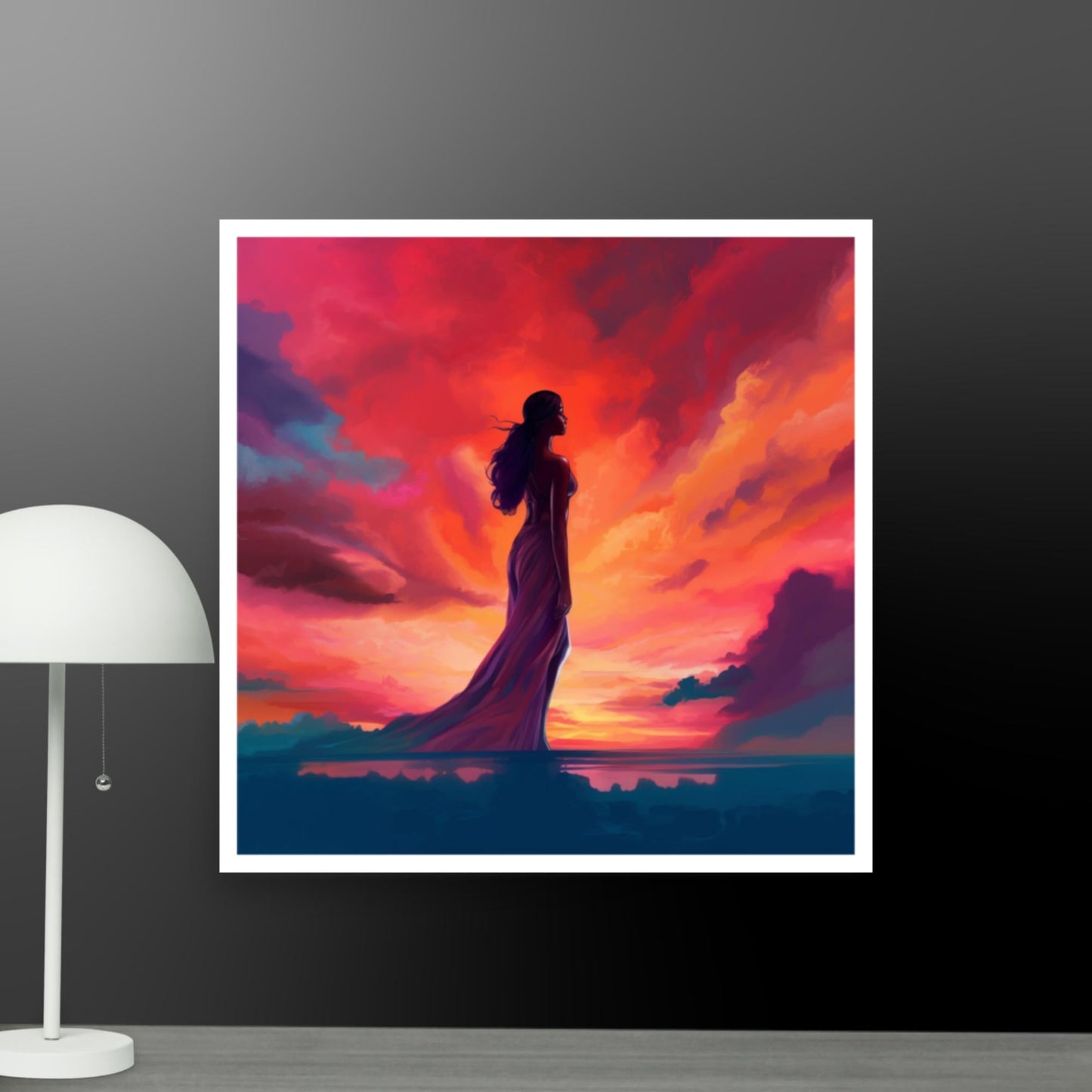 Tableau Femme Couché de Soleil-LigneCreator