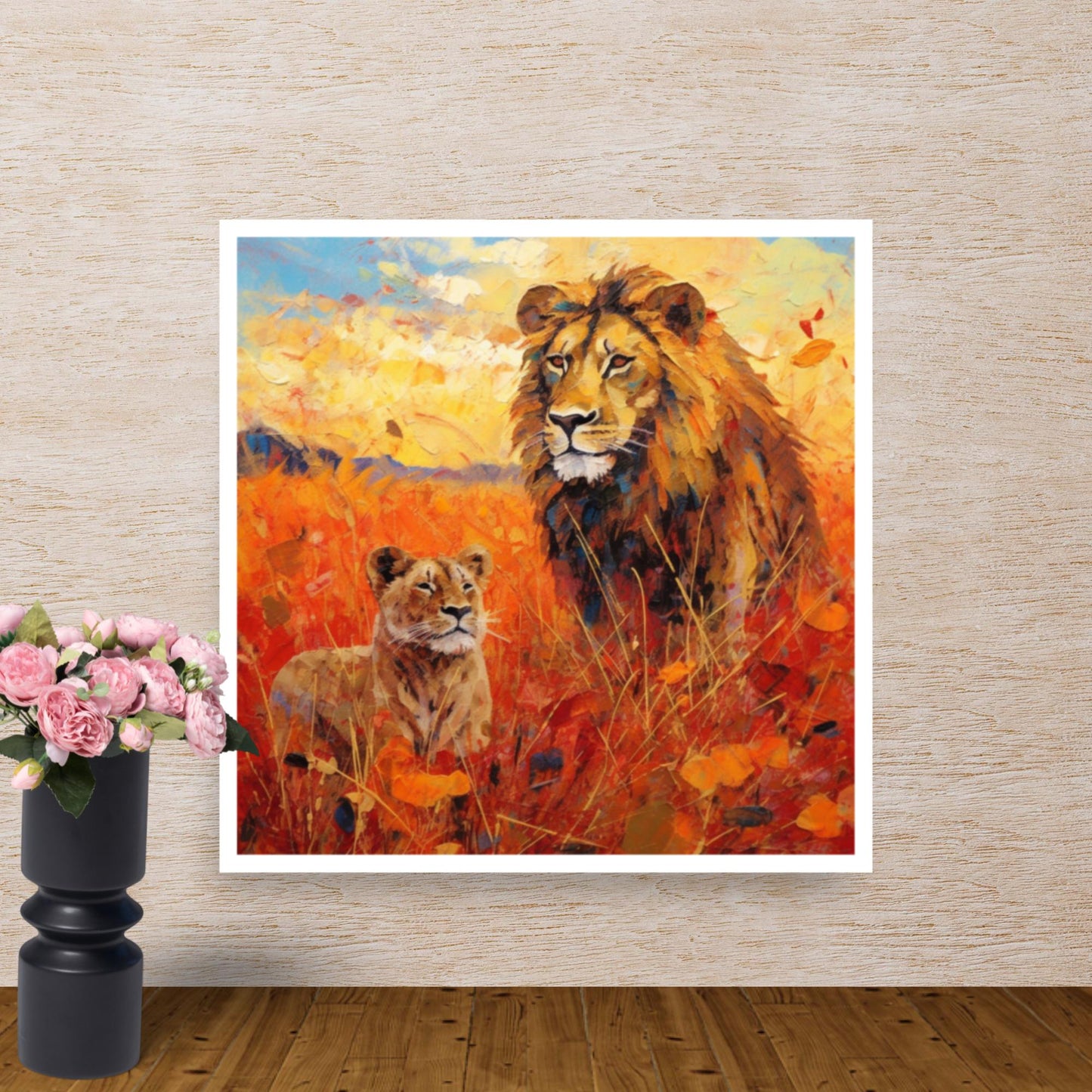 Tableau Lion et Lionceau-LigneCreator