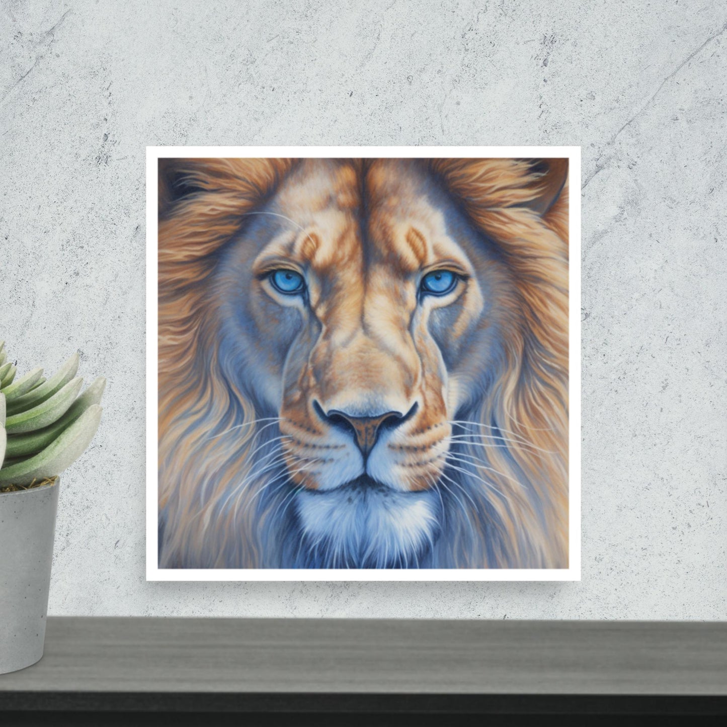 Tableau Lion Yeux Bleu-LigneCreator