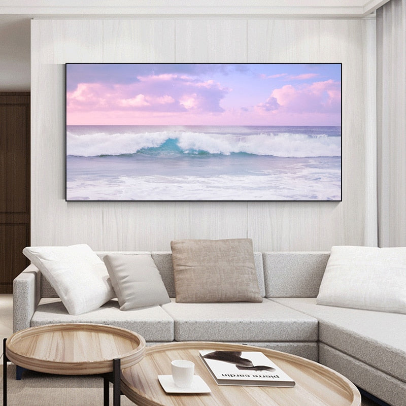 Tableau Mer Calme Ciel Violet