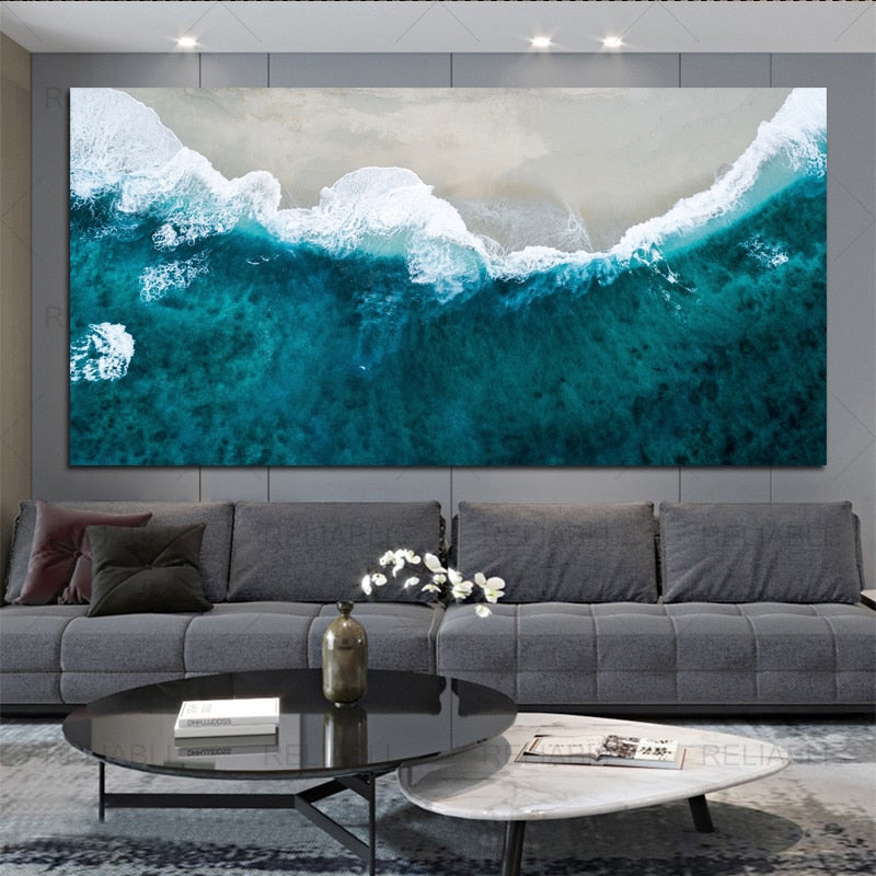Tableau Mer et Plage Aérien-LigneCreator