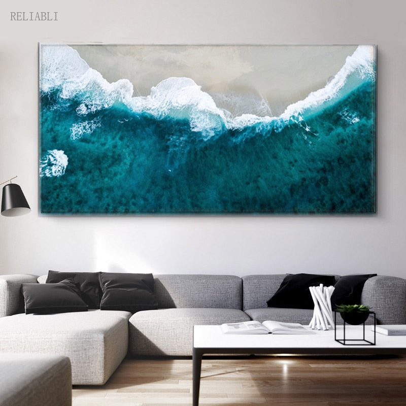 Tableau Mer et Plage Aérien-LigneCreator