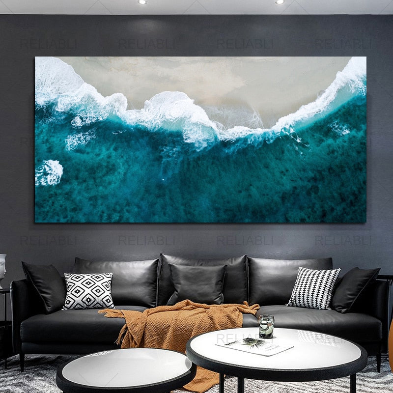 Tableau Mer et Plage Aérien-LigneCreator