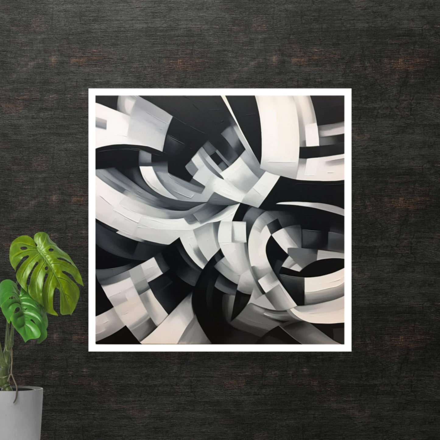 Tableau Moderne Abstrait Noir et Blanc-LigneCreator