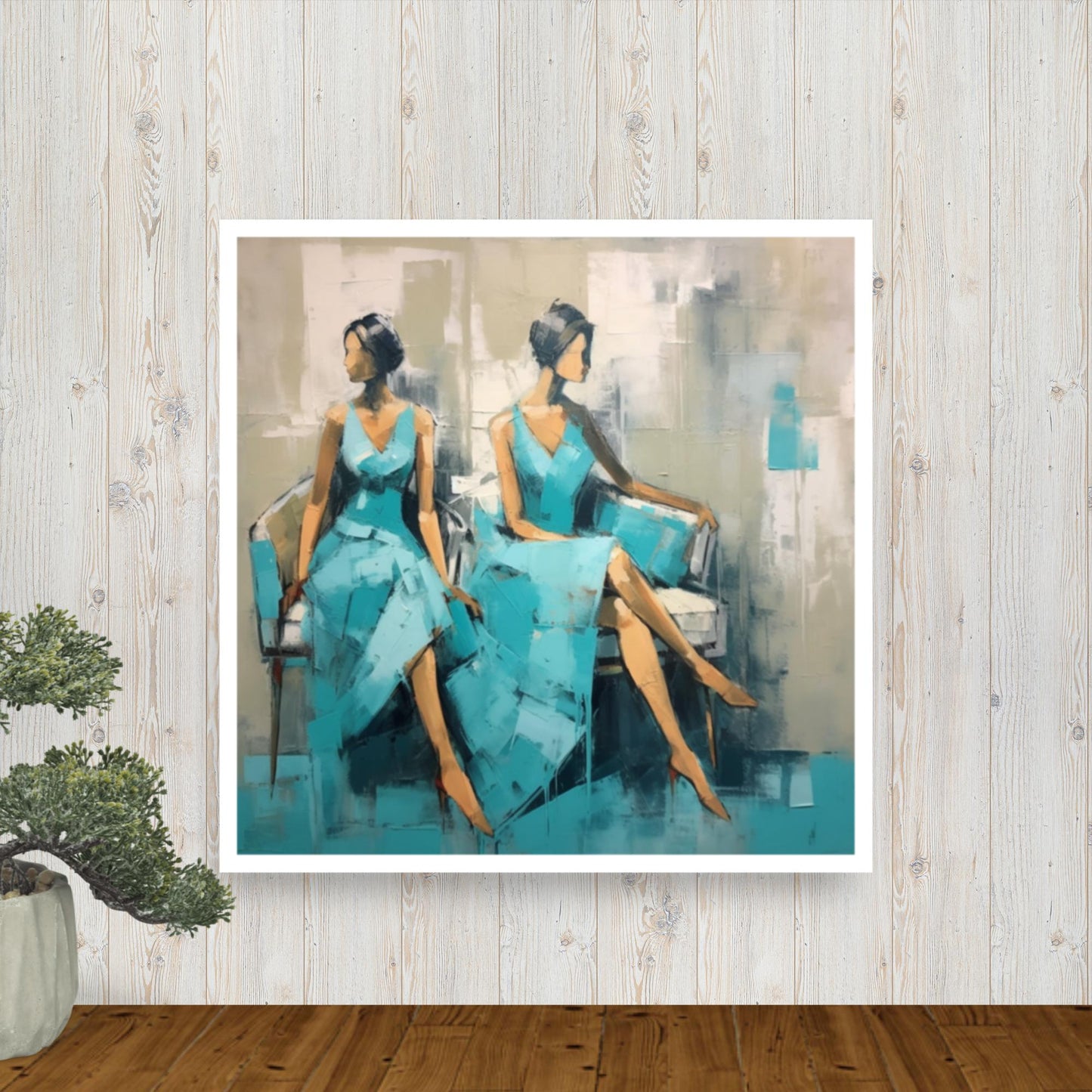 Tableau Moderne Bleu Canard-LigneCreator