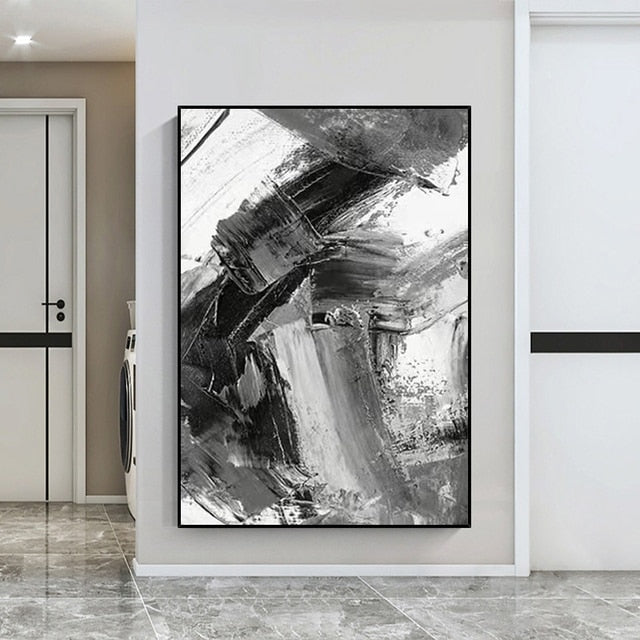 Tableau Noir et Blanc Abstrait Contemporain-LigneCreator
