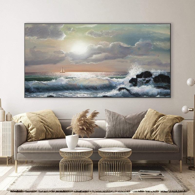 Tableau Paysage Mer Nuageuse-LigneCreator