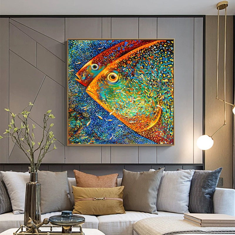 Tableau Poisson Abstrait-LigneCreator