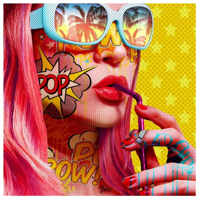 Tableau Pop Art Femme Lunette