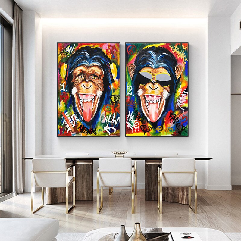 Tableau pop art singe lunette