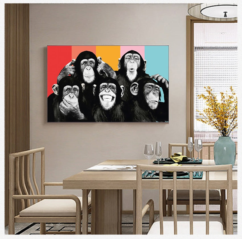 Tableau Singe Pop Art Coloré