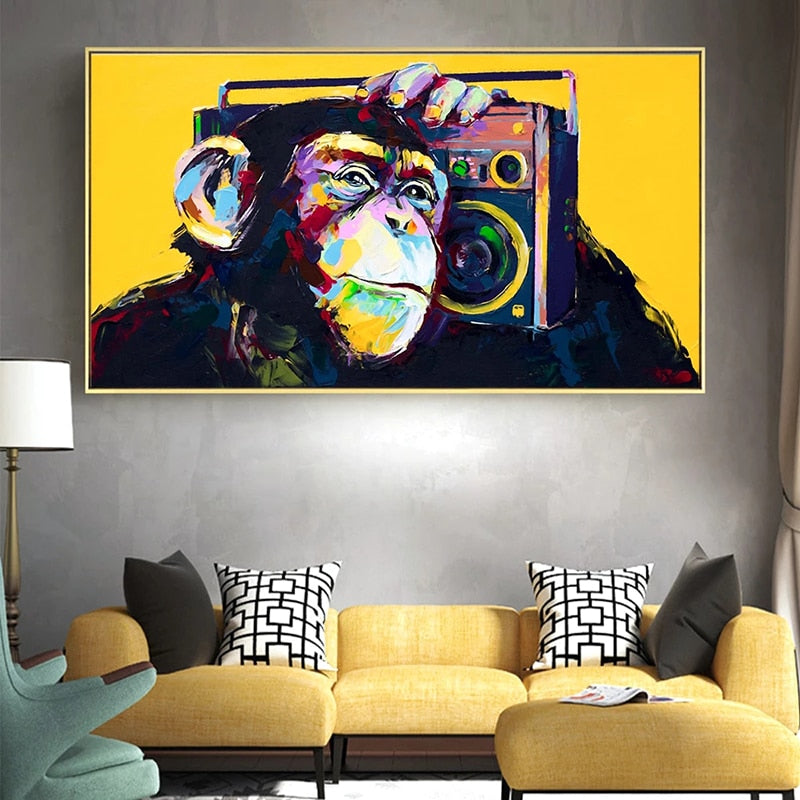 Tableau Singe Multicolore