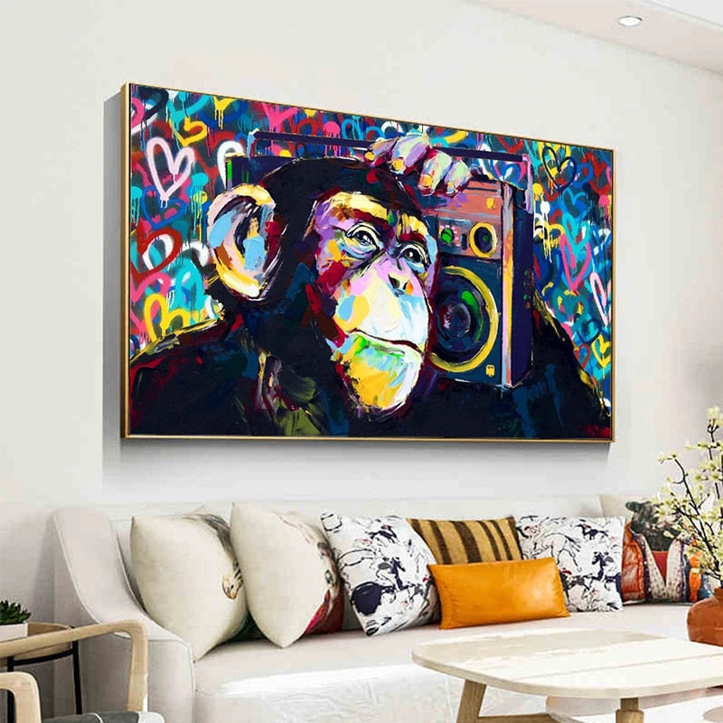 Tableau Singe Multicolore