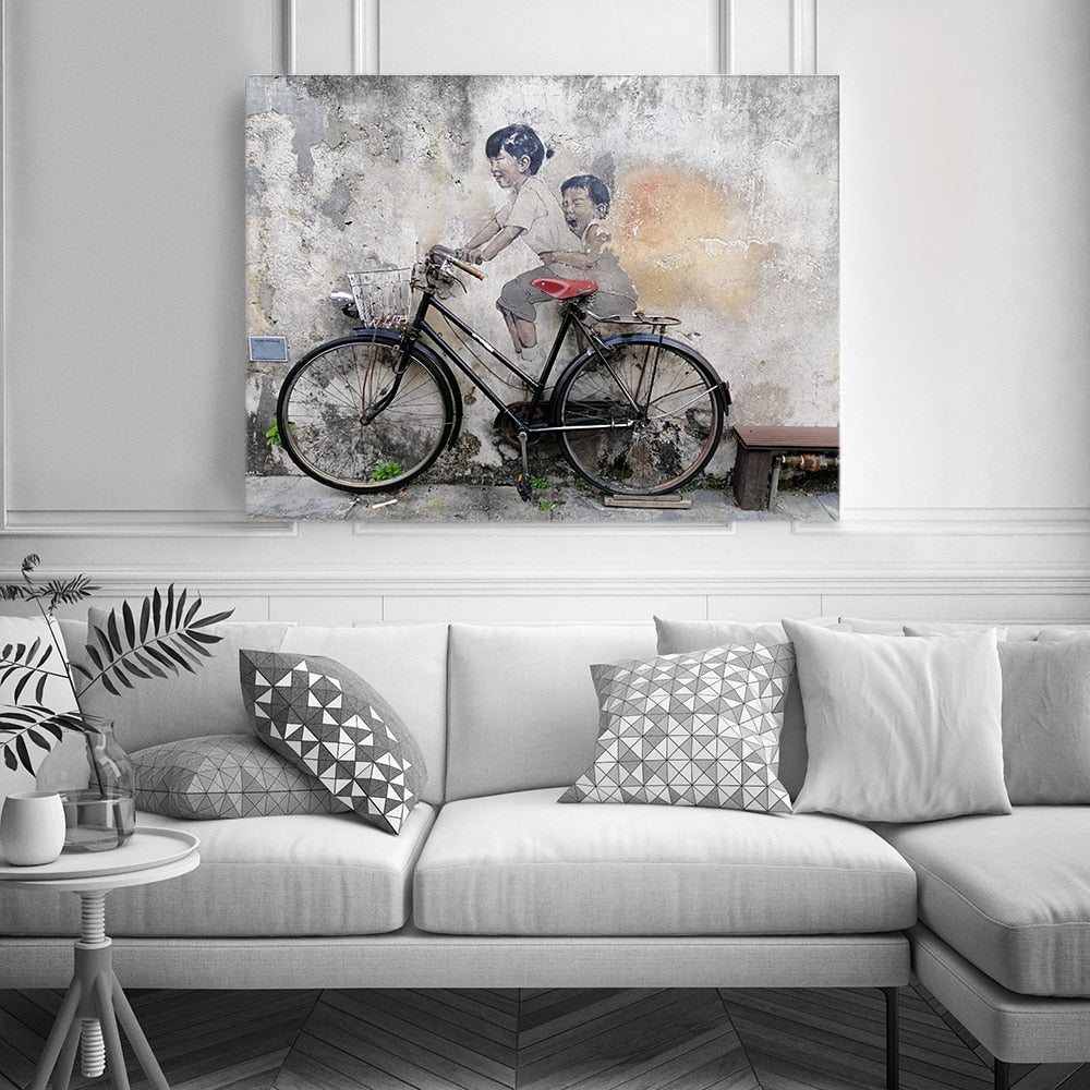 Tableau Street Art Banksy Bicyclette-LigneCreator