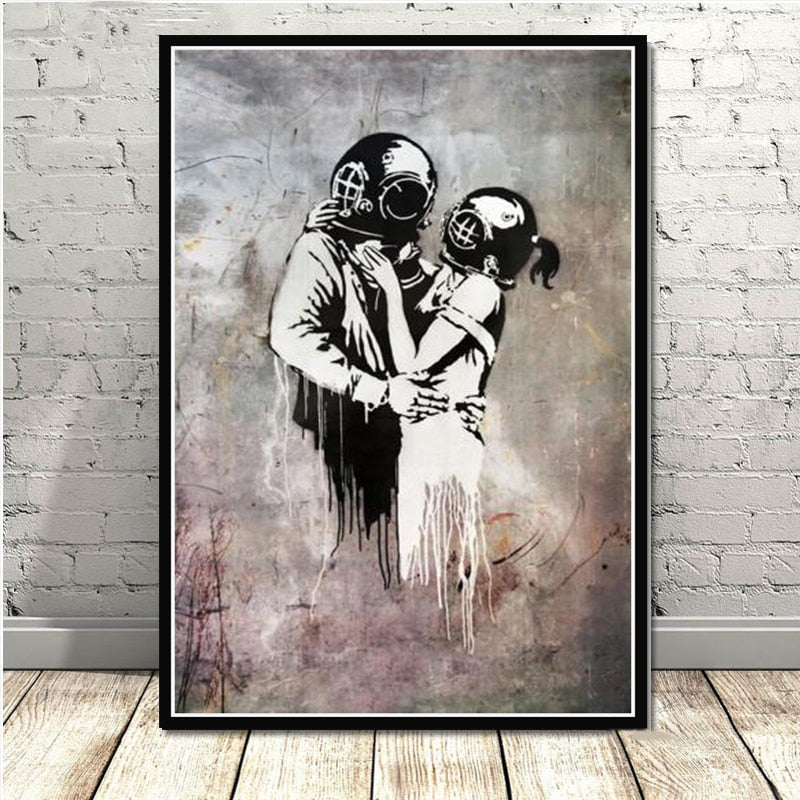 Tableau Street Art Banksy Scaphandriers-LigneCreator