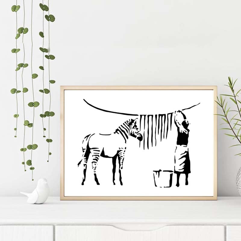 Tableau Street Art Banksy Zèbre-LigneCreator