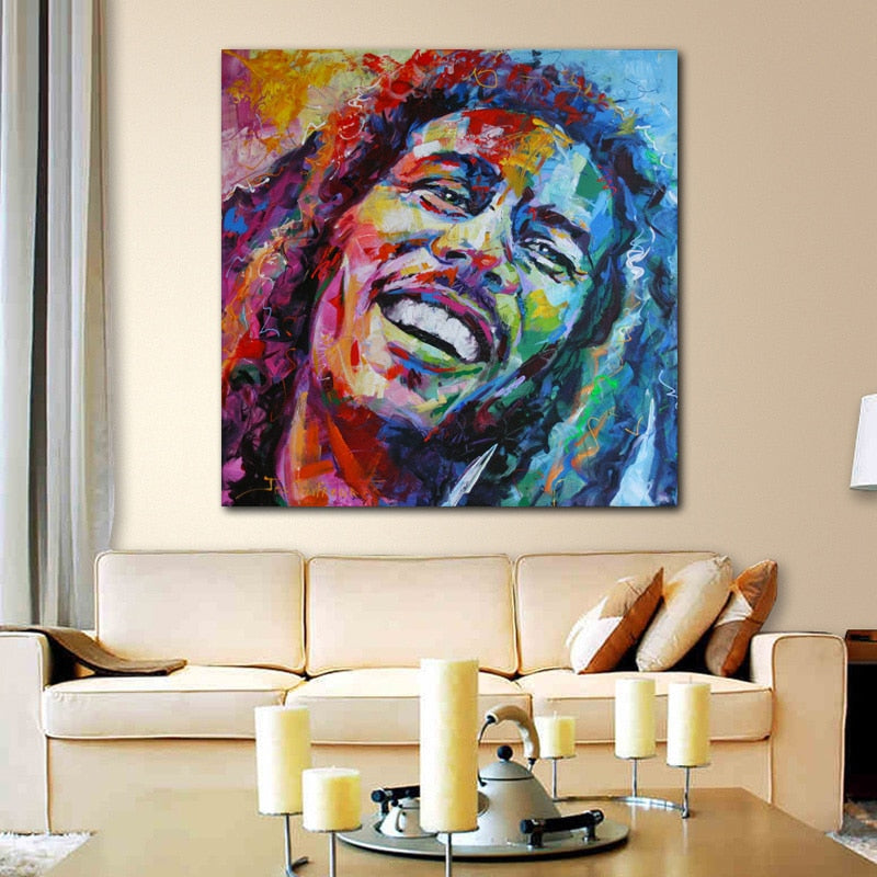 Tableau Street Art Bob Marley Couleur-LigneCreator