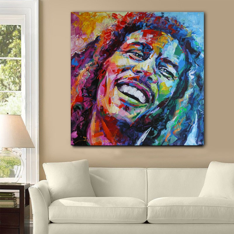 Tableau Street Art Bob Marley Couleur-LigneCreator