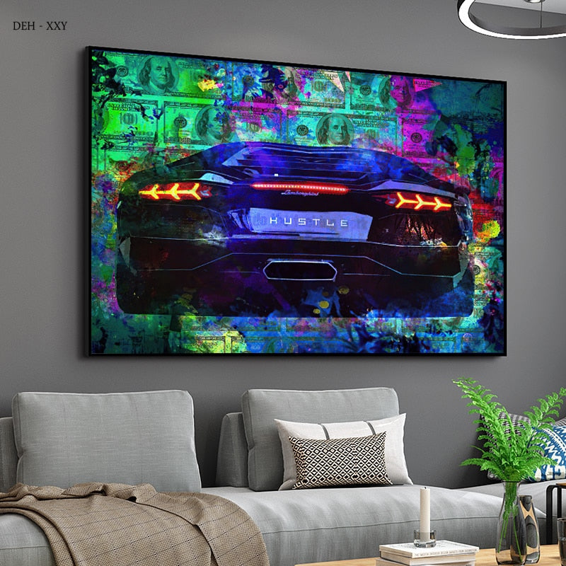 Tableau Street Art Lamborghini-LigneCreator