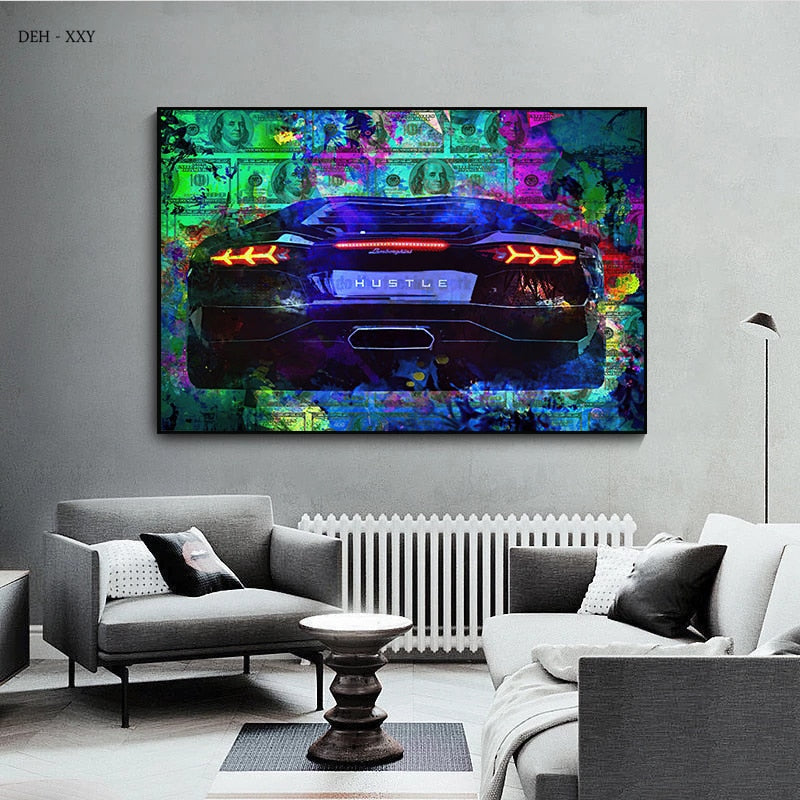 Tableau Street Art Lamborghini-LigneCreator