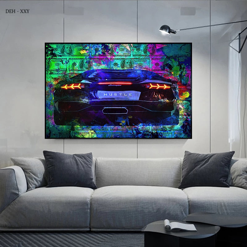 Tableau Street Art Lamborghini-LigneCreator
