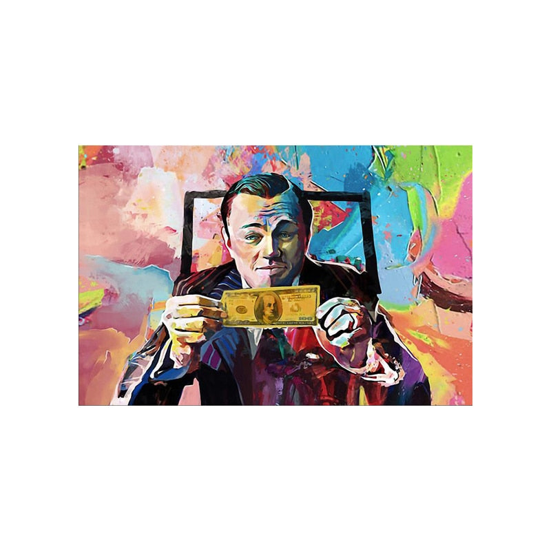 Tableau Street Art Le loup de Wall Street-LigneCreator