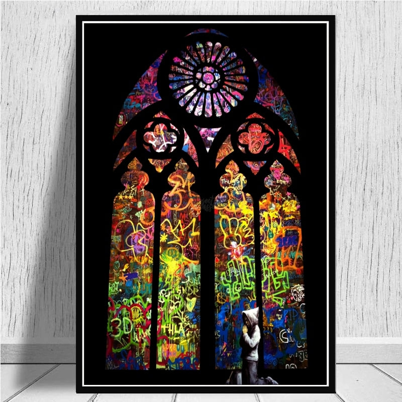 Tableau Style Graffiti Église-LigneCreator