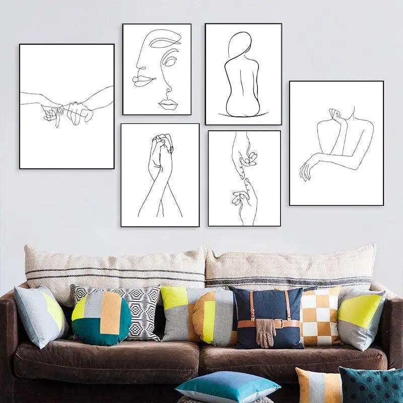Tableau Visage Abstrait Noir et Blanc