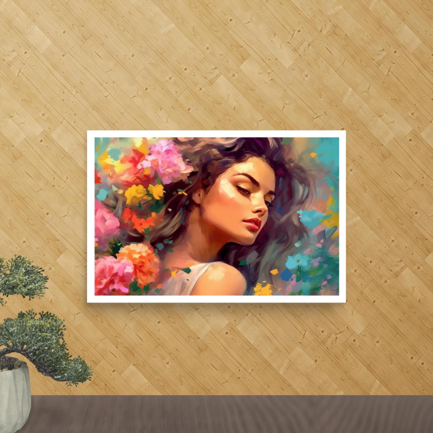 Tableau Visage Femme Fleur-LigneCreator