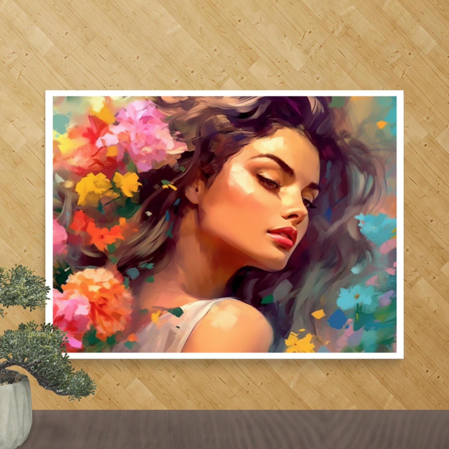 Tableau Visage Femme Fleur-LigneCreator