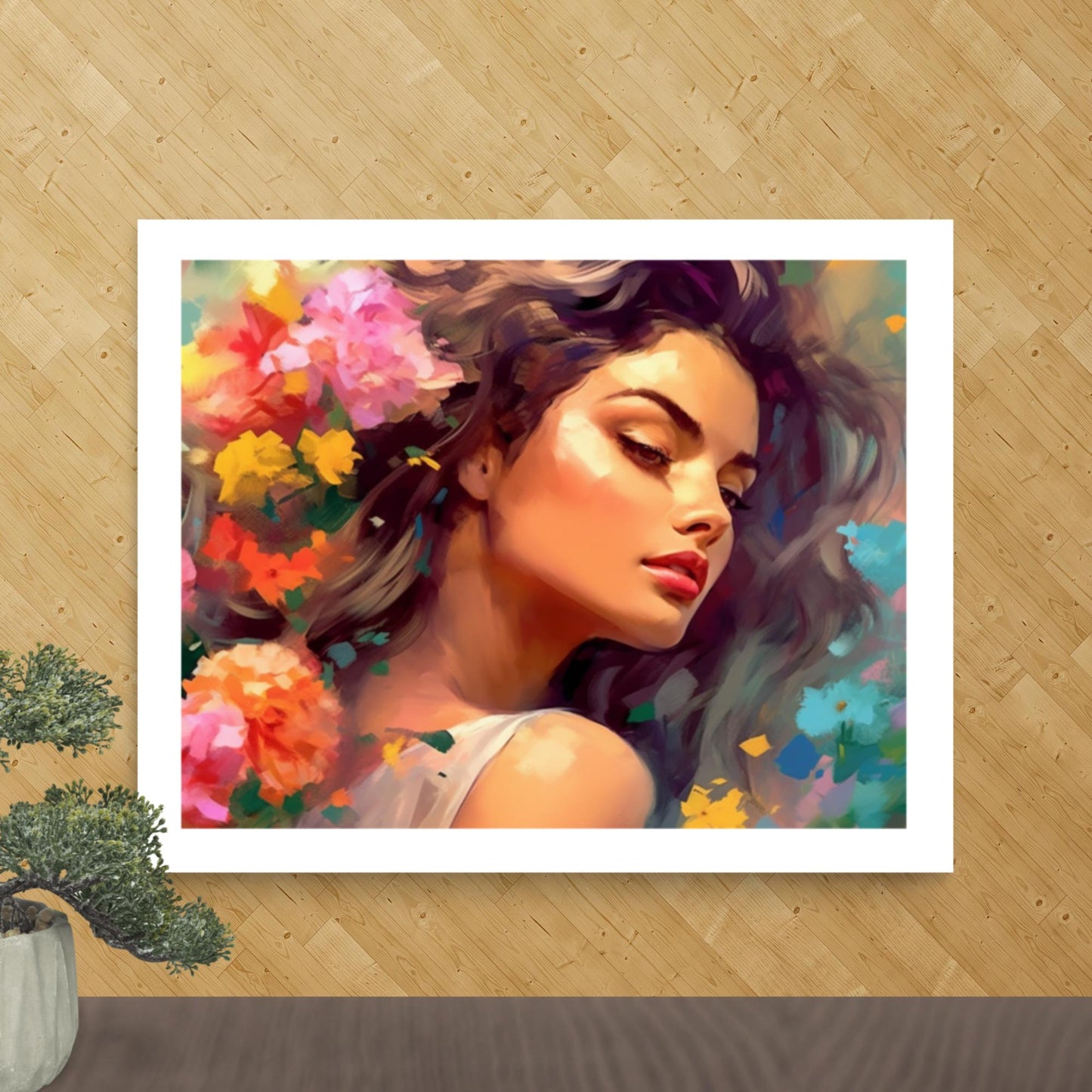 Tableau Visage Femme Fleur-LigneCreator