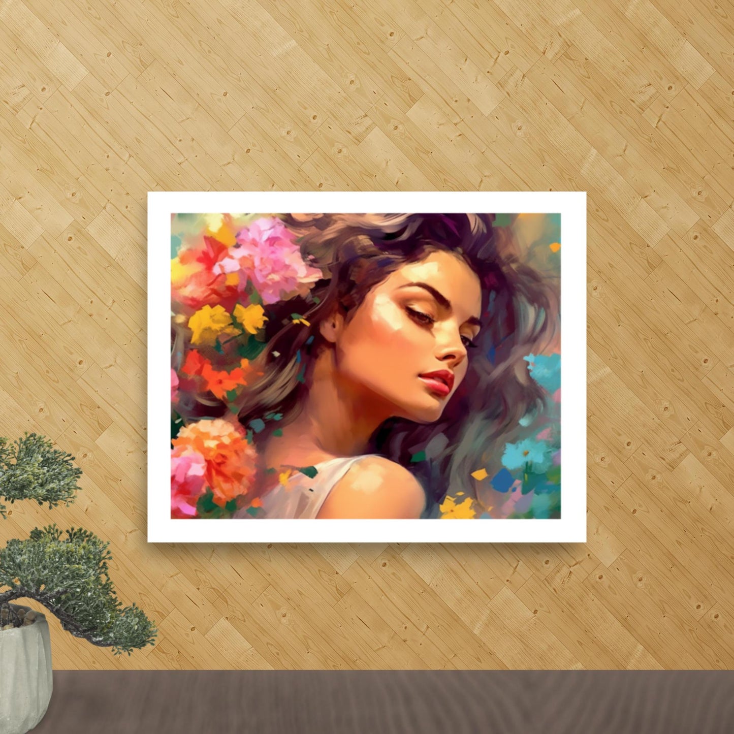 Tableau Visage Femme Fleur-LigneCreator
