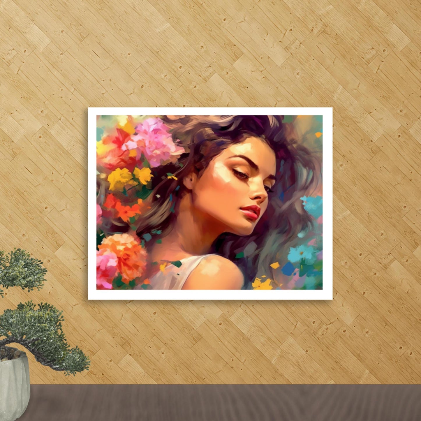 Tableau Visage Femme Fleur-LigneCreator