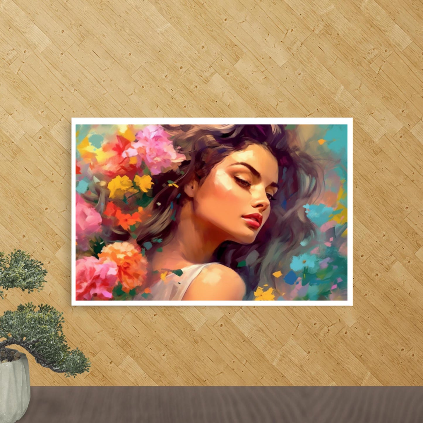 Tableau Visage Femme Fleur-LigneCreator