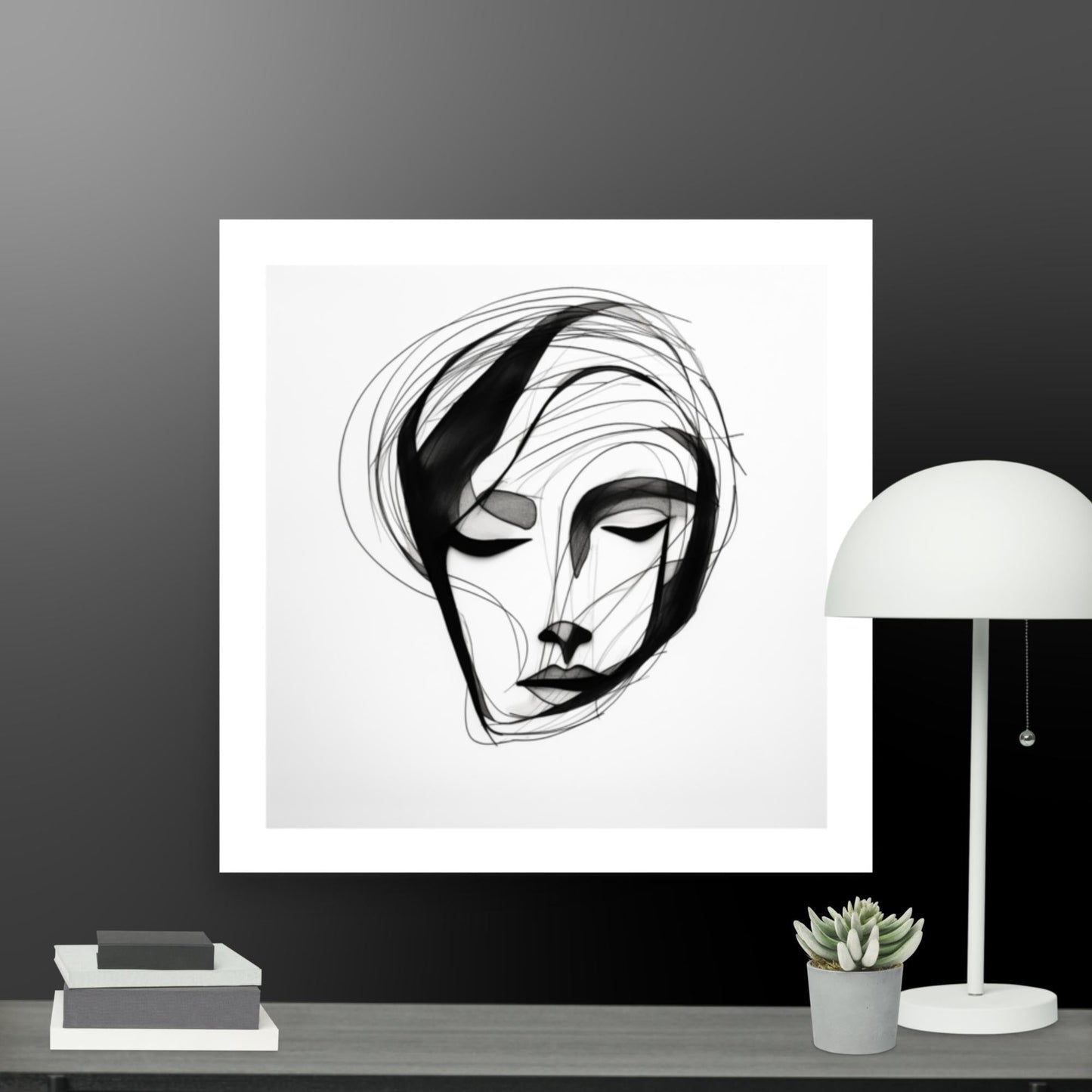 Tableau Visage Minimaliste-LigneCreator