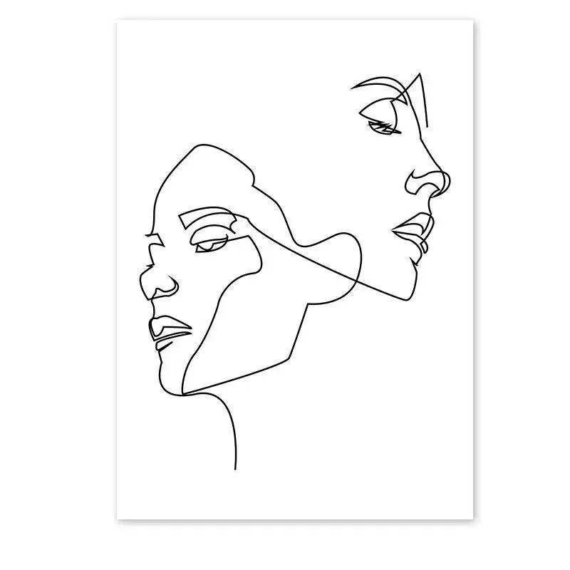 Tableau visage trait continu