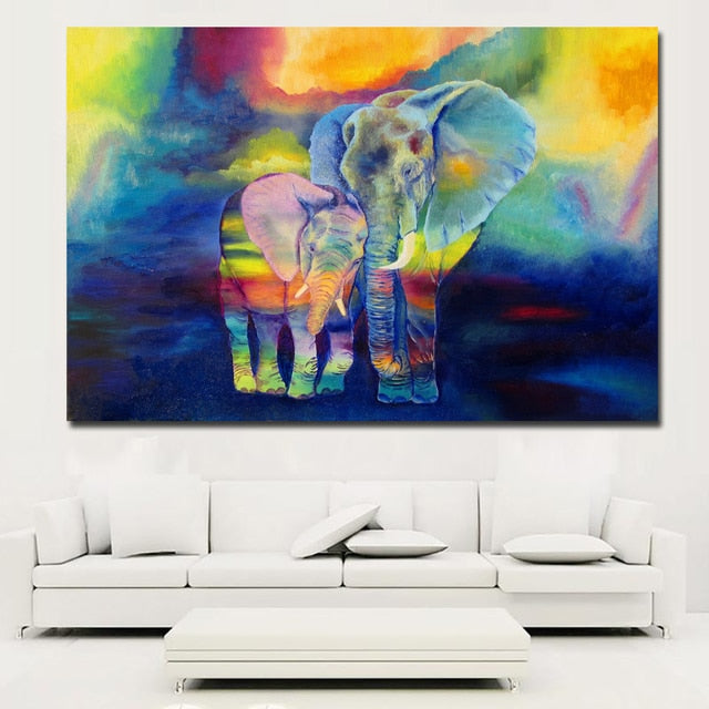 Toile Éléphant Coloré