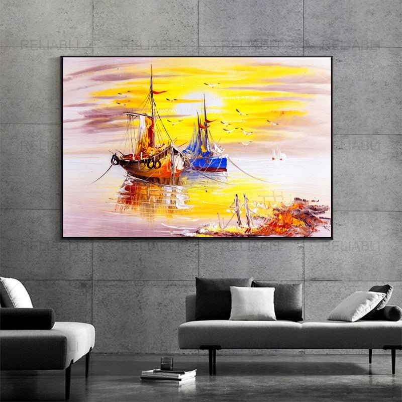 Peinture a l'Huile Bateau Abstrait
