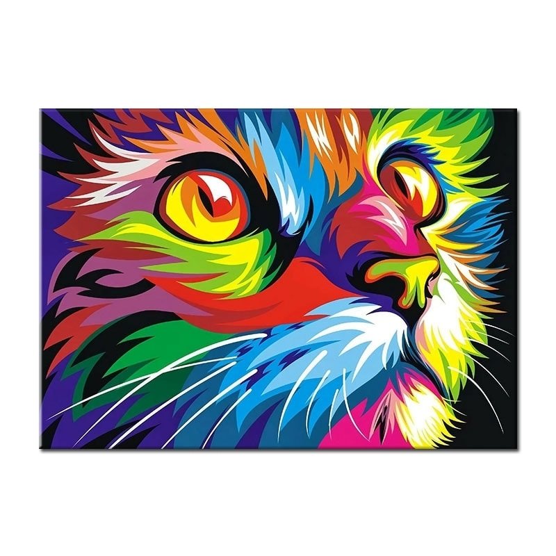 Peinture Chat Multicolore Pop Art
