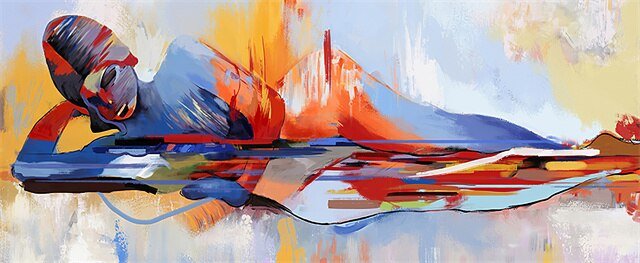 Peinture Corps Femme Allongée