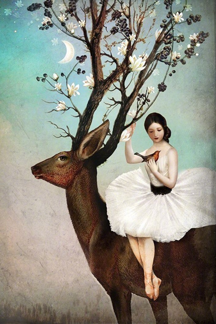 Peinture Femme Cerf