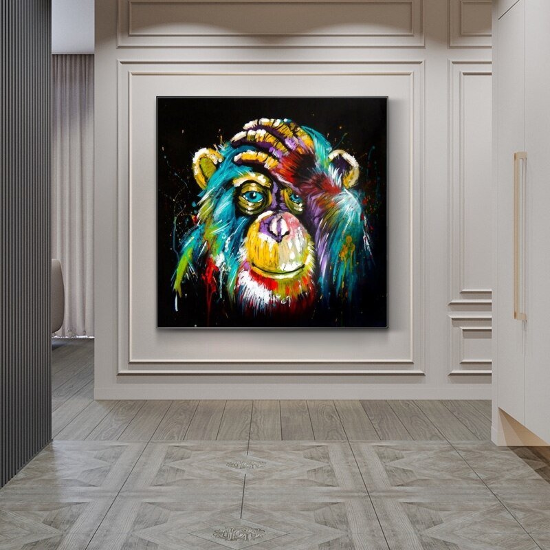Peinture singe de face style pop art