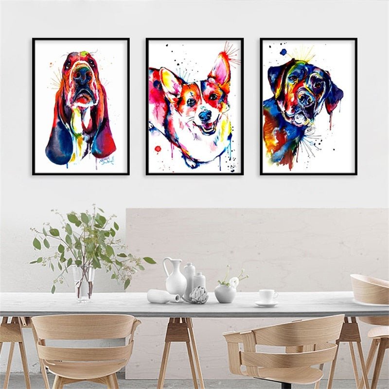 Peinture toile chien pop art