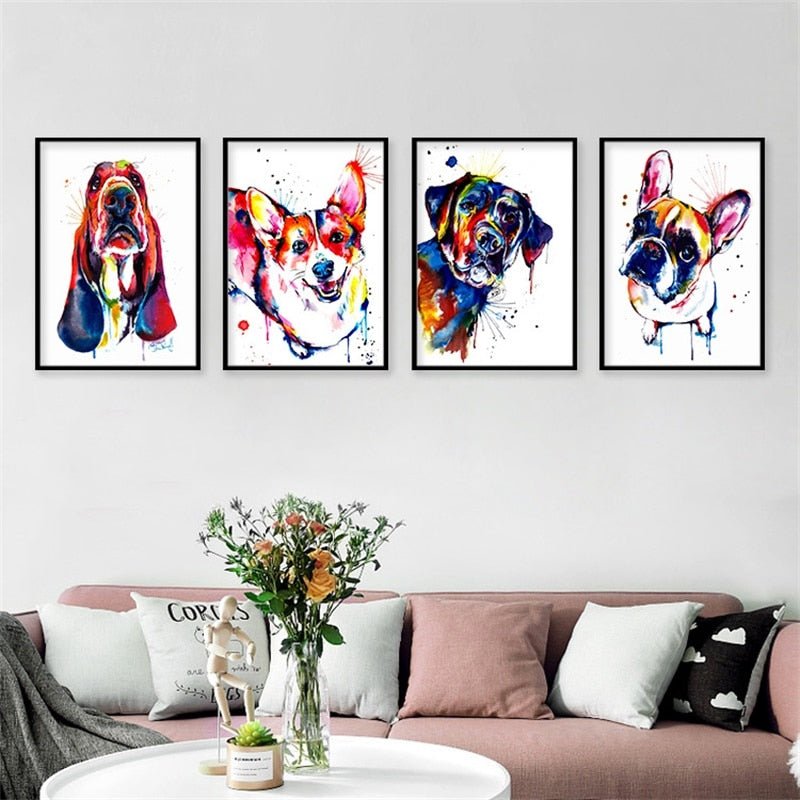 Peinture toile chien pop art