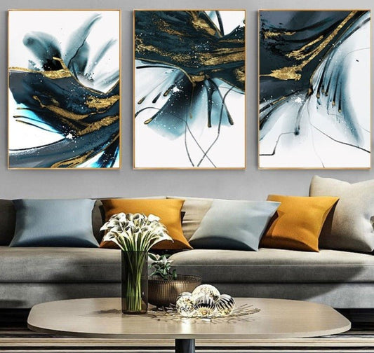 Tableau Abstrait Bleu et Blanc