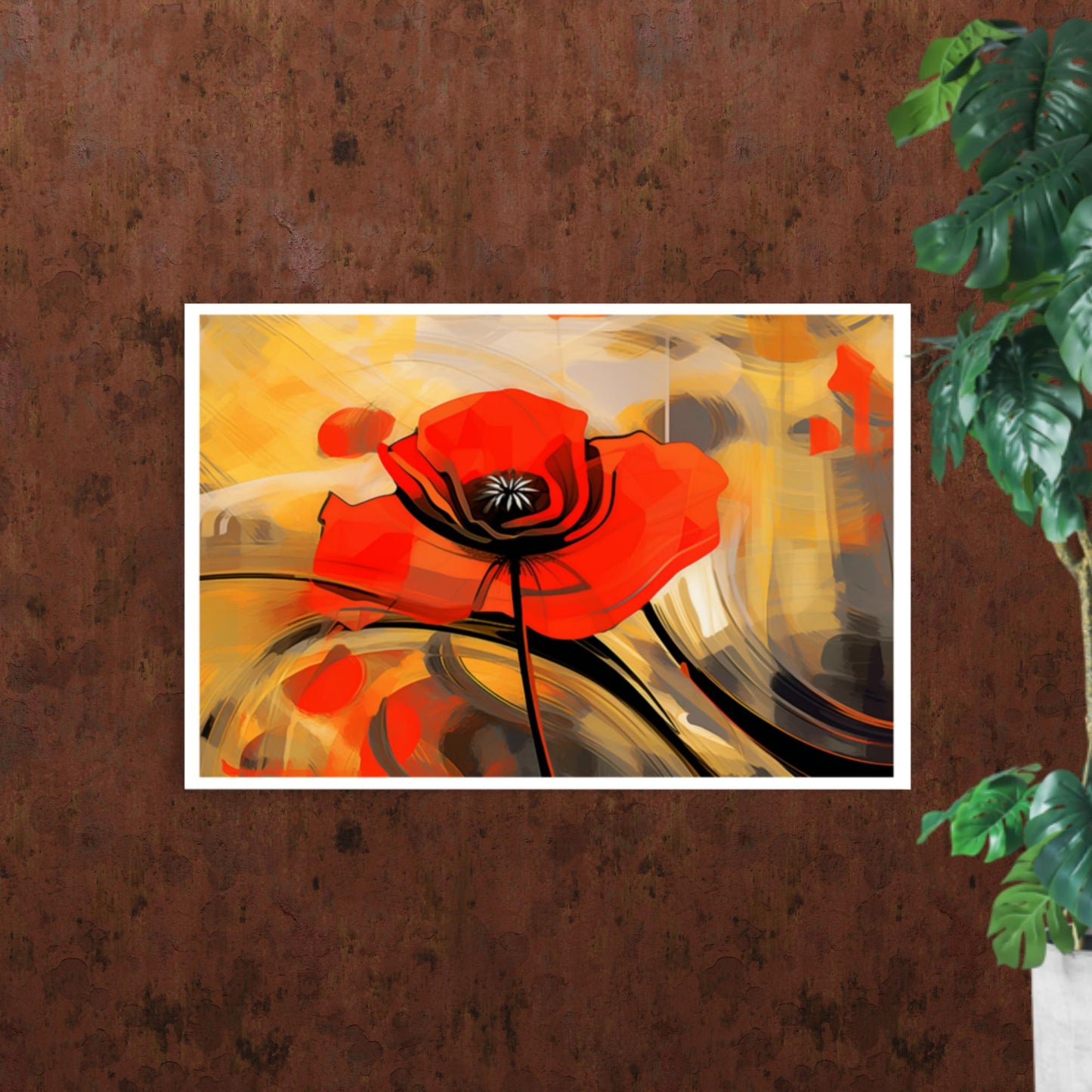 Tableau Abstrait Coquelicot