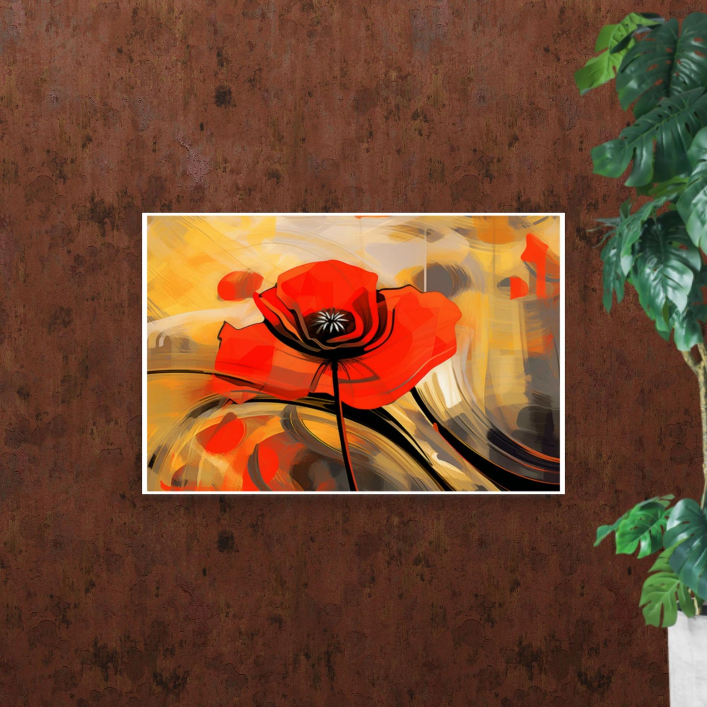 Tableau Abstrait Coquelicot
